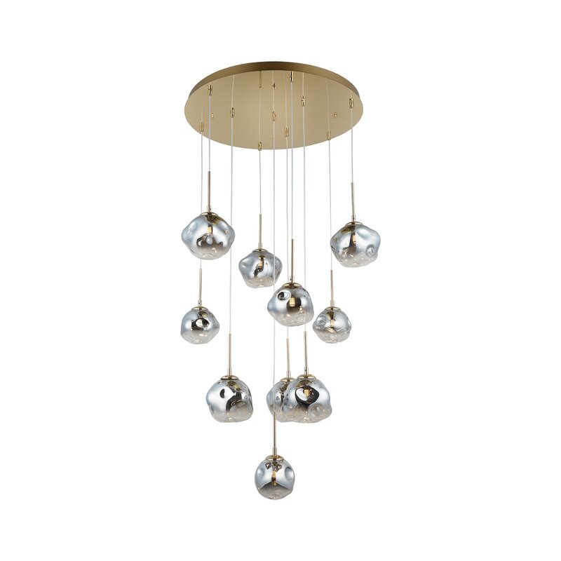 Lucea Hängeleuchte Pendelleuchte Herman gold Glas grau Ø66cm SIEHE TEXT/FOTO - 8698525682614