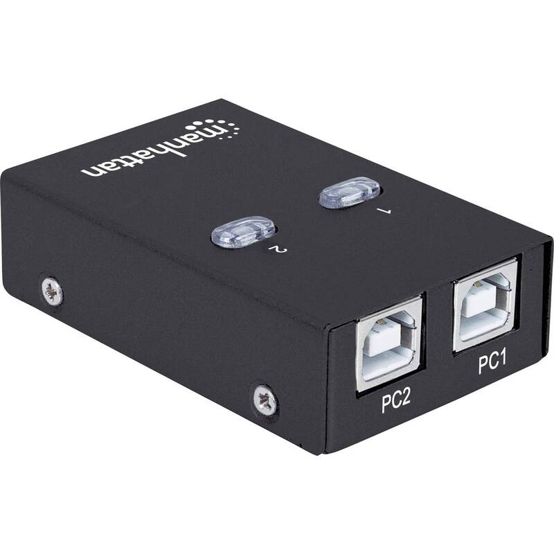 Manhattan USB 2.0-Umschalter 2-PORT für 2 PCs schwarz kompakt 19" Rack - 0766623162005