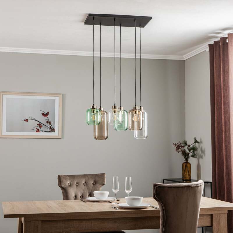 TK-Lighting Hängeleuchte Marco Green 6-flammig LED dimmbar schwarz gold 65x35cm - 5901780533281