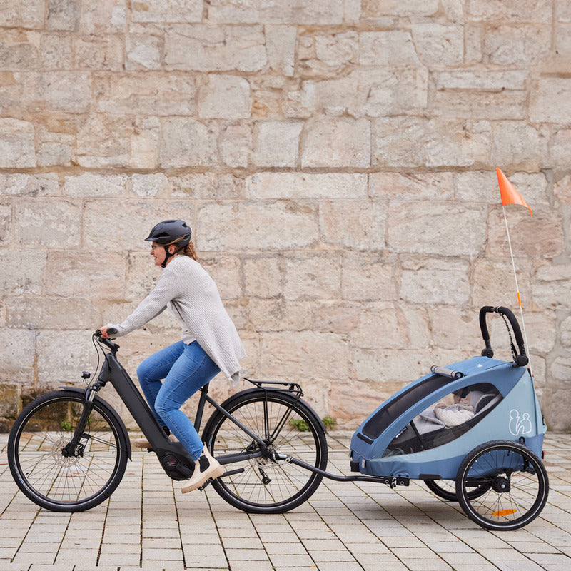 Hauck Dryk Duo Plus Fahrradanhänger Buggy Dunkelblau für 1-2 Kinder - 4007923515075