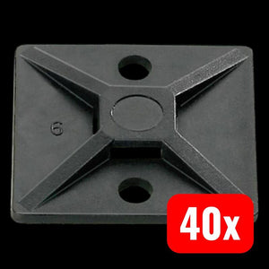 40x B-Ware HellermannTyton Befestigungssockel selbstklebend 4fach einfädeln schwarz