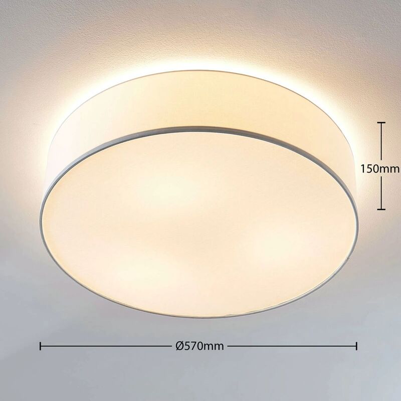 Lindby Gordana Fabric Ceiling Lamp in White, 57 Cm - 4251096558814