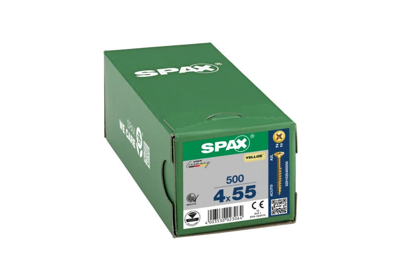 SPAX Universalschraube Senkkopf YELLOX 4x55mm 500 Stück Teilgewinde Pozidriv - 4003530023064