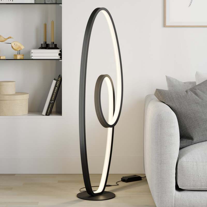 Lucande Stehleuchte Bronwyn LED dimmbar anthrazit Aluminium 122cm 32W 3200Lumen - 4251096572315