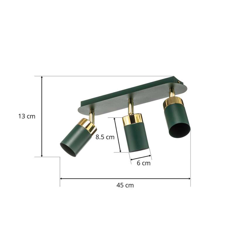 Eko-Light Deckenstrahler Joker LED Strahler dimmbar grün gold 3-flammig 45x6cm - 5902693777199