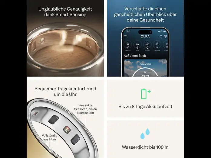 Oura Ring 4 Smart Ring Größe 8 Gold Titan Gesundheitsüberwachung 2024 - 6430060153288