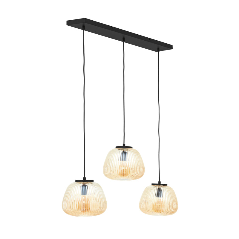 Brilliant Pendellampe Hängeleuchte Kaizen bernstein Glas 3-flammig 105 cm Lampe - 4004353430091