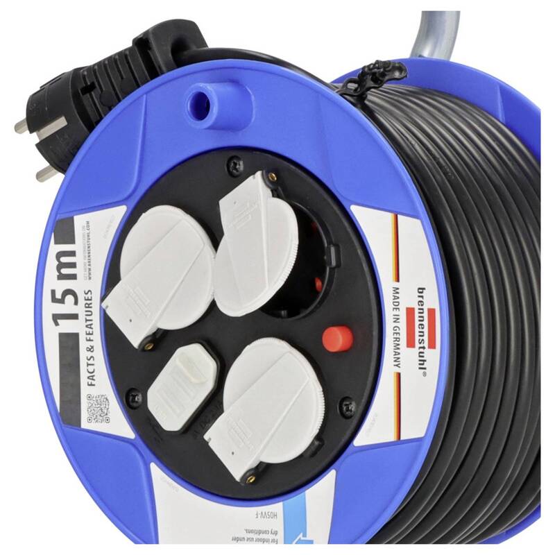 Brennenstuhl Kabeltrommel 15m Schutzkontakt-Stecker 3-fach USB Schwarz IP20 230V - 4007123661800