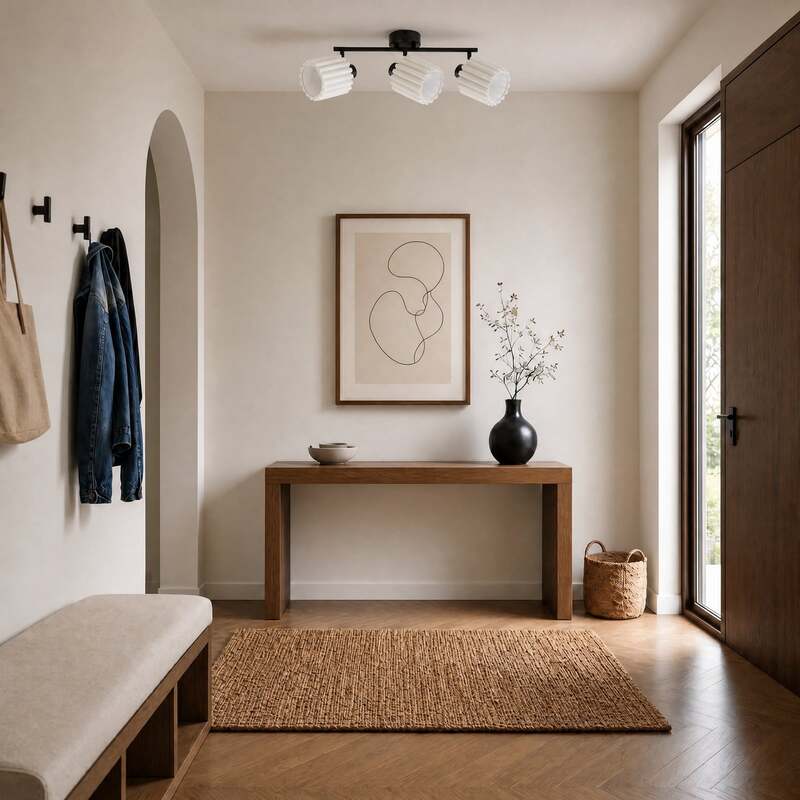 Lindby Deckenstrahler Shiloh LED dimmbar 3-flammig Holz walnuss beige 52x24,5cm - 0000010052835