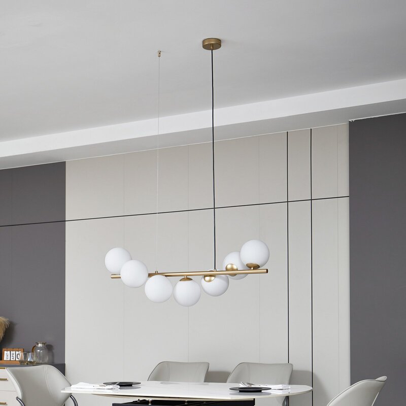 Lucande Hängeleuchte Isandro gold opal 7-flammig Deckenlampe Deckenleuchte Spot - 4251911786439