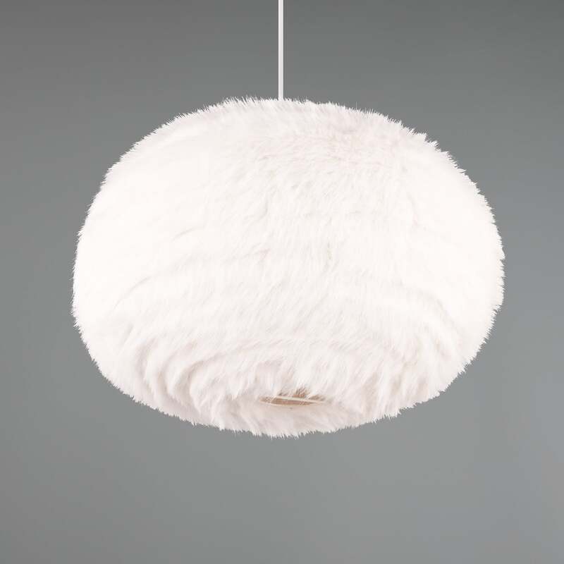 reality Hängeleuchte Pendelleuchte Furry sandfarbe Plüsch Ø 50 cm E27 LED Lampe - 4017807600117