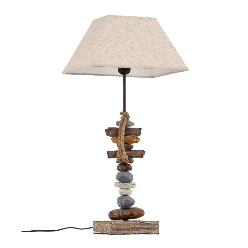 Tischlampe Seregon Steindekoration Lampe E27 creme braun 63cm Höhe 30x25cm - 8030626531215