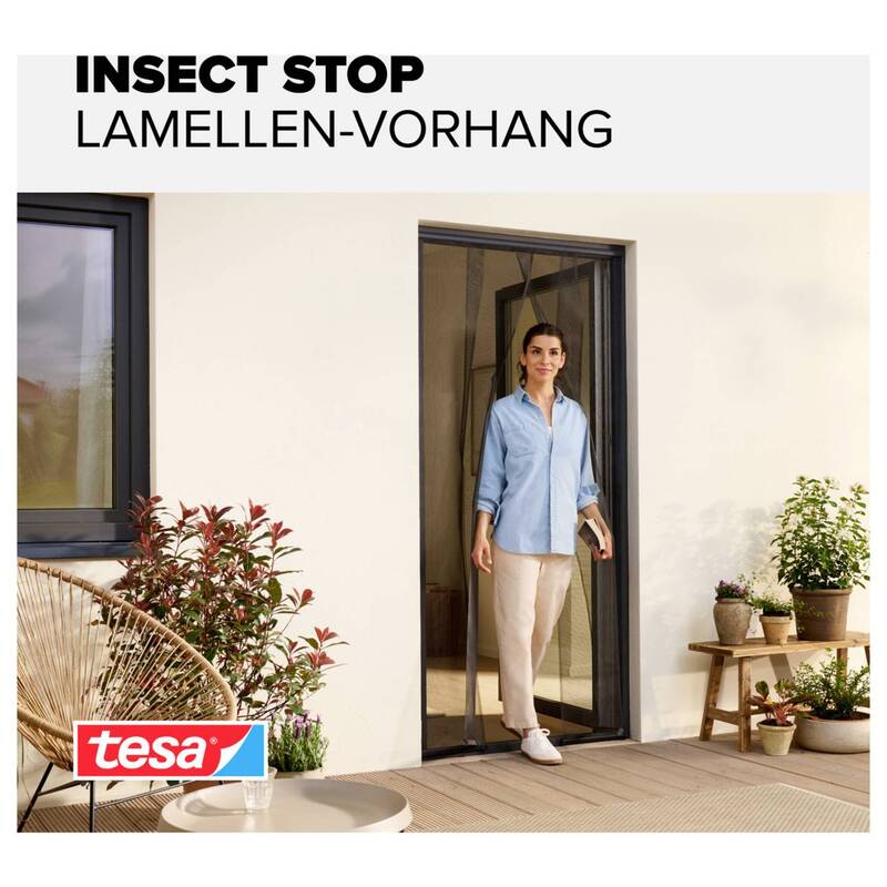 Tesa Tür-Fliegengitter Insektenschutz anthrazit 0,95m x 2,20m für Innen/Außen - 4042448163431