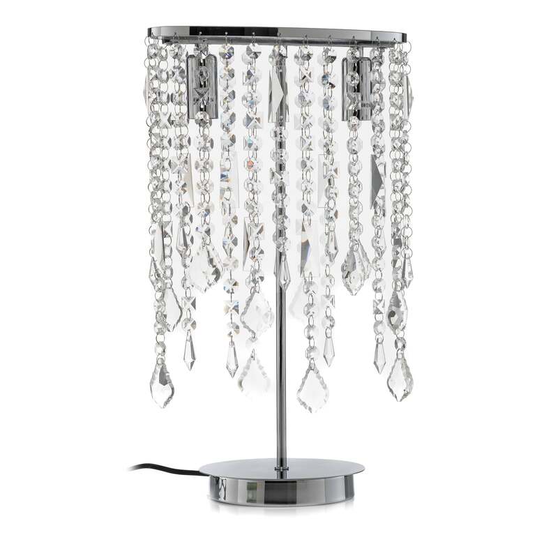 Euluna Tischleuchte Laila Schreibtischlampe E14 mit Kristall-Behang zweiflammig - 8030626527935