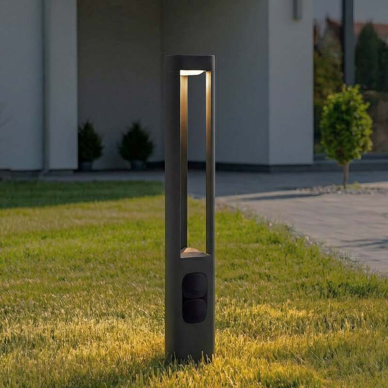 Lucande Wegeleuchte Gartenleuchte Pirron LED anthrazit 80cm mit Steckdose IP54 - 4255830907548