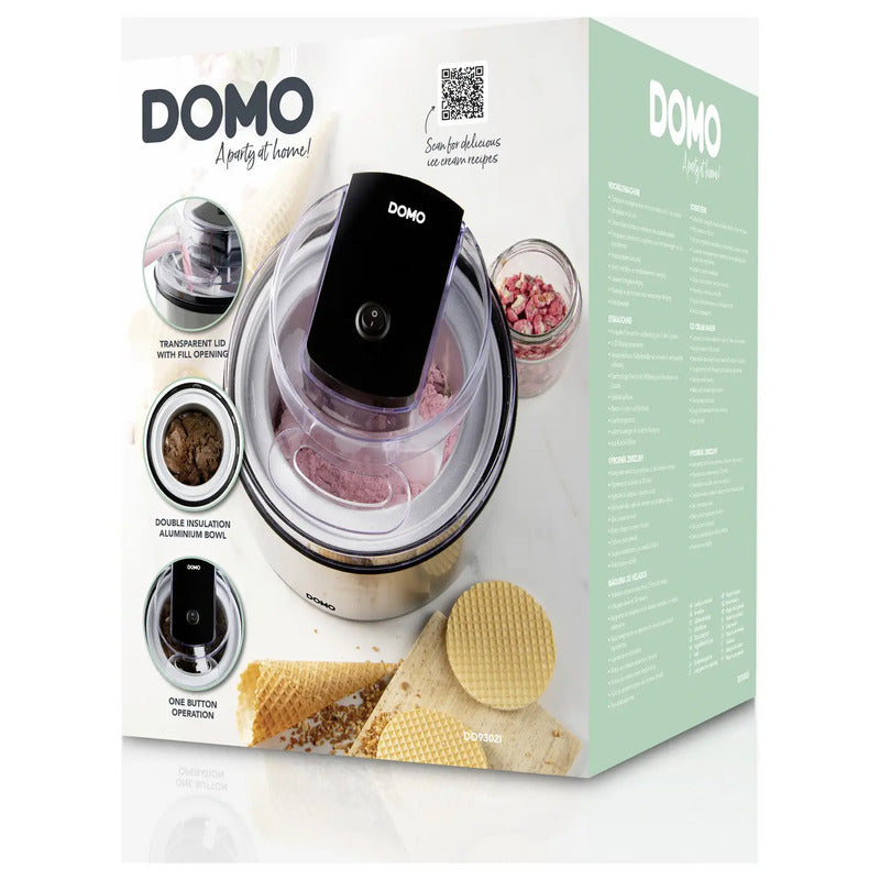 DOMO Eismaschine 2l Edelstahl Eisbereiter Eismaschine für leckeres Eis schnell - 5411397176691