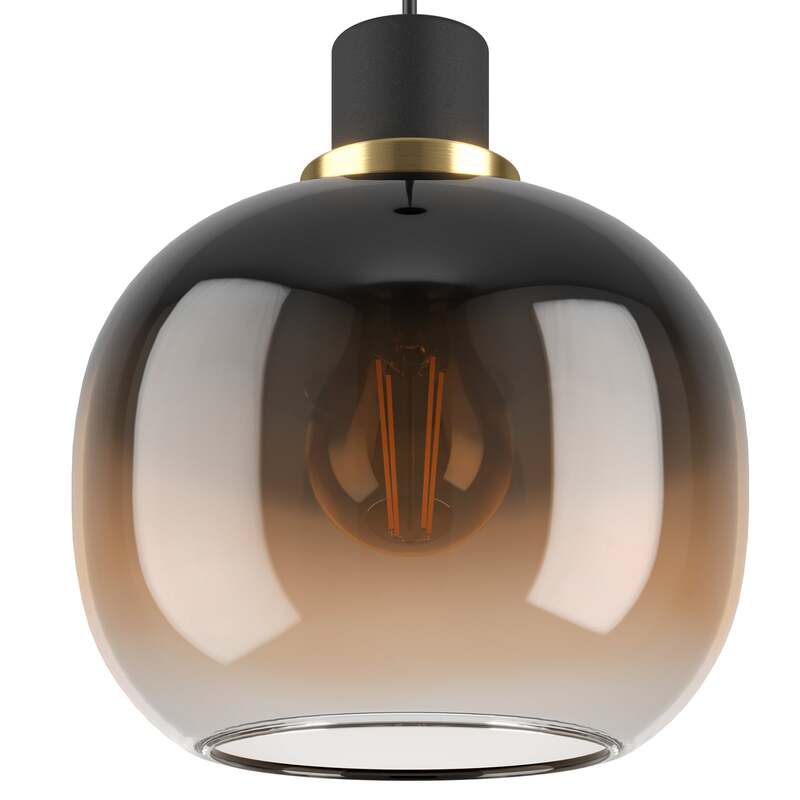 EGLO Hängelampe Pendelleuchte Oilella schwarz braun Glas Länge 95 cm 3-flam139 - 9002759996154