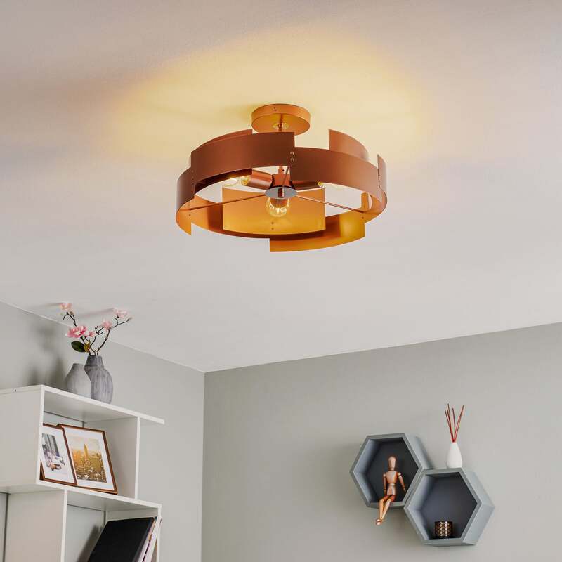 Deckenleuchte Tori kupfer Euluna 3-flammig dimmbar 28 cm hoch 48 cm Durchmesser - 4251911799934