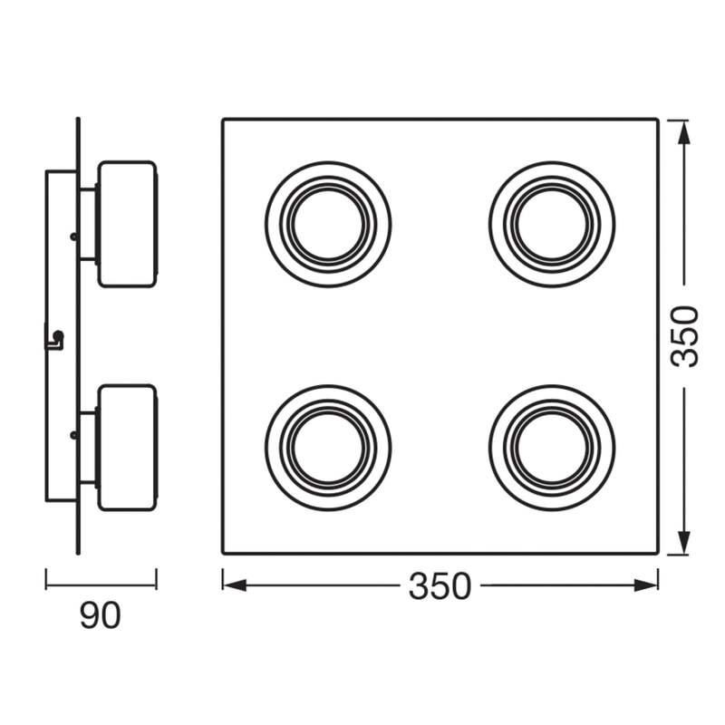 LEDVANCE LED-Deckenleuchte Orbis Flame schwarz 4-fl IP44 1740lm 3000K-4000K - 4099854275999