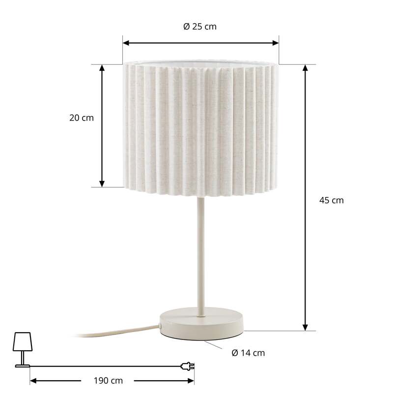Lindby Tischleuchte Lampe Libbie LED Nachttischlampe Leuchte creme 45cm hoch - 0000010050888