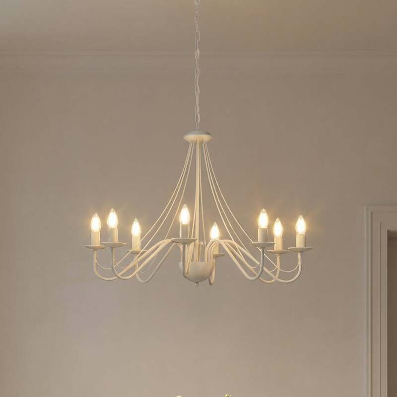 Kronleuchter Malbo Hängeleuchte LED 8-flammig dimmbar weiß Metall Ø77cm - 5902349238029
