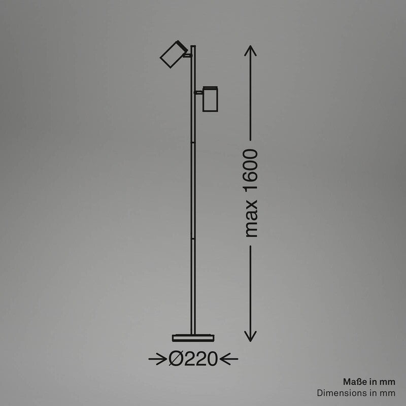 Briloner Stehlampe Stehleuchte 2-flammig LED Lampe Schwarz Holz 159,5cm Höhe - 4002707485018