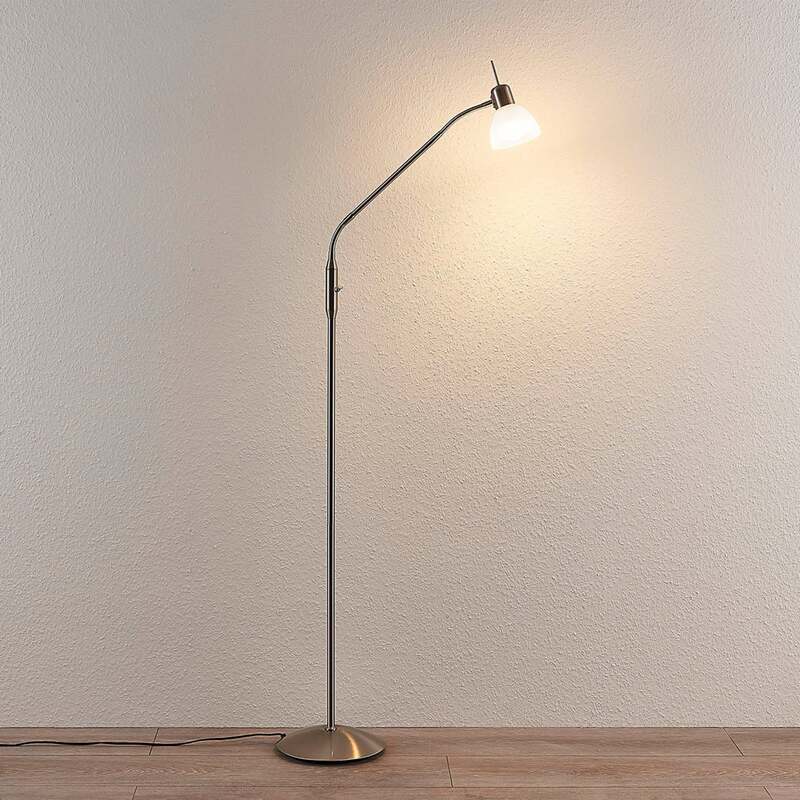 Lindby Stehlampe Gwendolin LED Stehleuchte verstellbar Glas alabaster nickel - 4251096542790