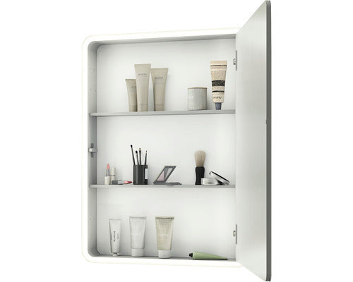 Focco Spiegelschrank Badschrank grau MIA 60x70cm LED mit 2 Einlegeböden IP44 - 8435324906028
