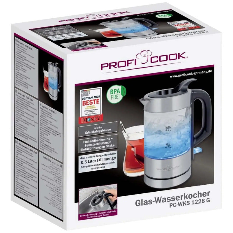 Profi Cook PC-WKS 1228 G Wasserkocher Teekocher Wasserkanne schnurlos Inox Küche - 4006160012286
