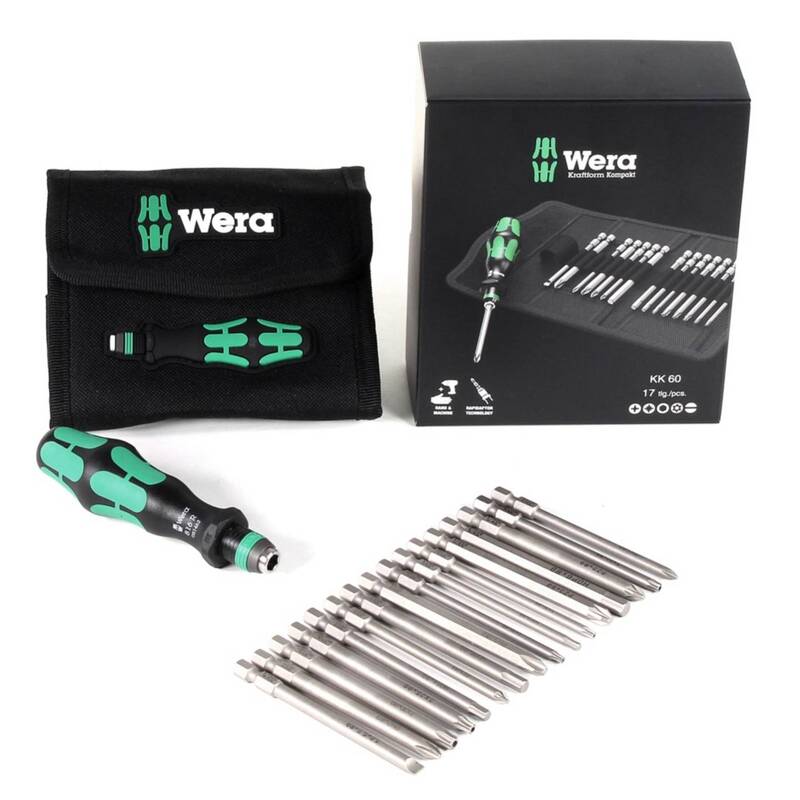 Wera Bit-Schraubendreher Kraftform Kompakt KK 60 17-tlg. mit Tasche 1/4" 6,3mm - 4013288096289