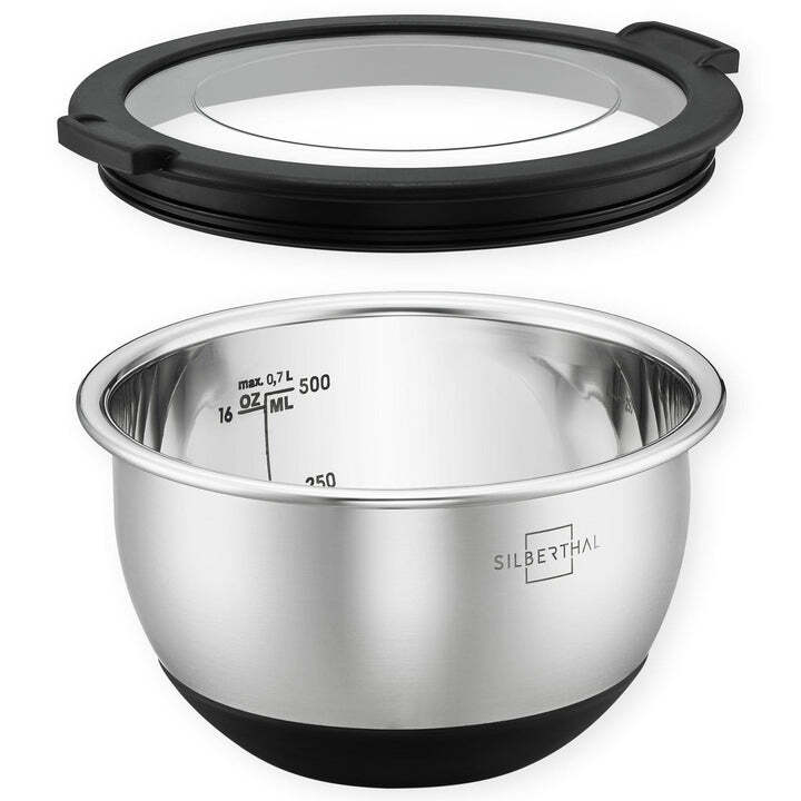SILBERTHAL Salatschüssel Schüssel Edelstahl Küche Deckel 12cm 2 STÜCK - 4260470467628