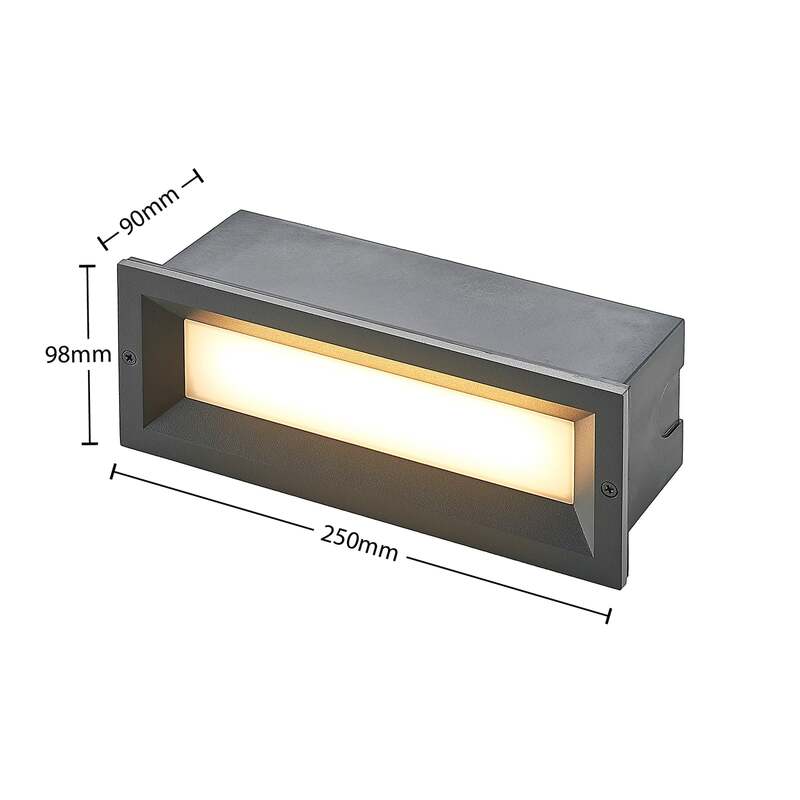 Lucande LED Wandeinbauleuchte Lachlain anthrazit Gartenlampe 11W IP65 25cm - 4251096583311