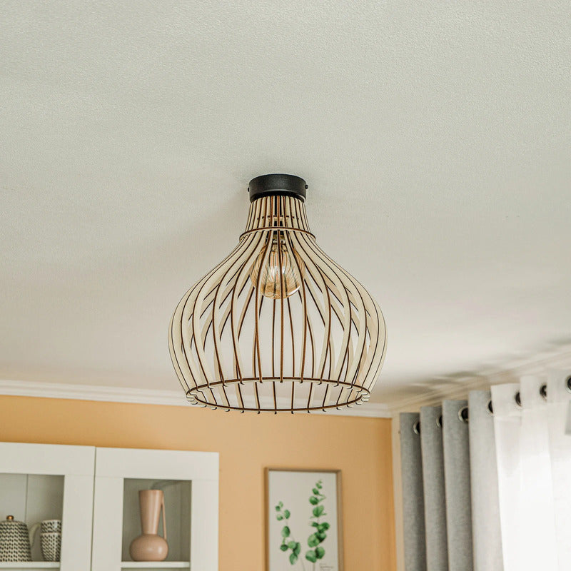 Euluna Deckenleuchte Barrel LED Lampe Holz schwarz dimmbar rustikal Ø38cm - 5907623620590