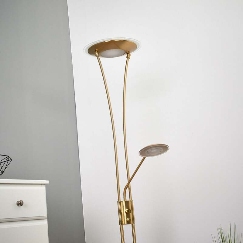 Lindby Stehlampe Eda LED dimmbar messing matt Leselampe Lampe 180cm Höhe 30cm - 4251096532357