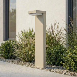 B-Ware Lindby Sockelleuchte Wegeleuchte LED Solar Sensor Aluminium beige Außenleuchte