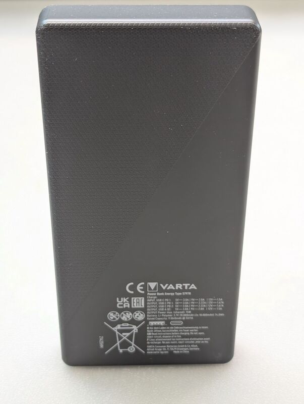 Varta Powerbank 20000 mAh Akku Ladegerät Zusatzakku USB-C Weiß Schwarz - 4008496019083
