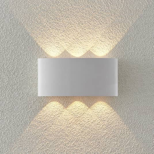 ELC Wandleuchte Außenlampe LED Emirana mattweiß Außenleuchte Lampengehäuse Glas - 4251096590968