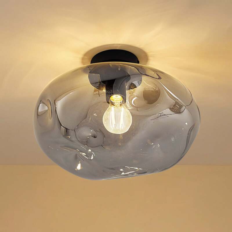 Lindby Deckenleuchte Lelia LED Lampe dimmbar Glas rauchgrau Ø35cm 25cm hoch - 4251911798647