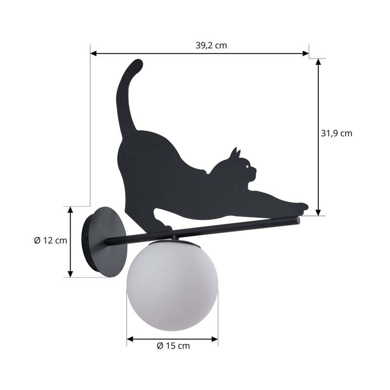 Lindby Außenwandleuchte Wandlampe Katti Katze Metall Schwarz IP44 E14 LED Lampe - 4255830902666