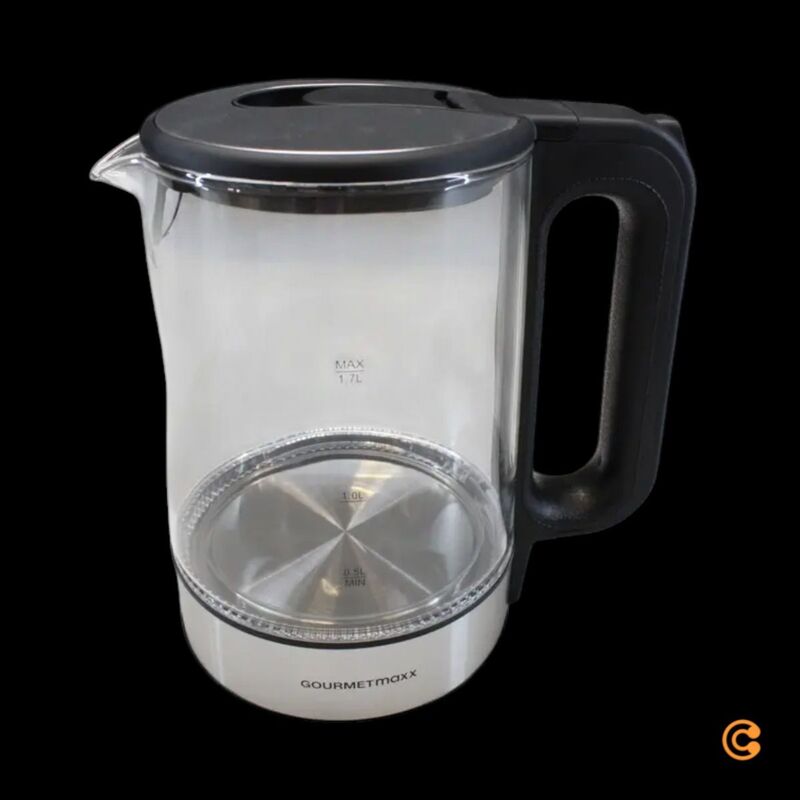 GourmetMaxx Wasserkocher Teekocher 1,7l 2200W Edelstahl schwarz kabellos Glas - 4067522016618