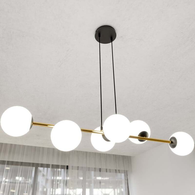 Hängeleuchte Gravity opalweiß gold schwarz Glas E14 Deckenlampe Lampe Leuchte - 5901738926042