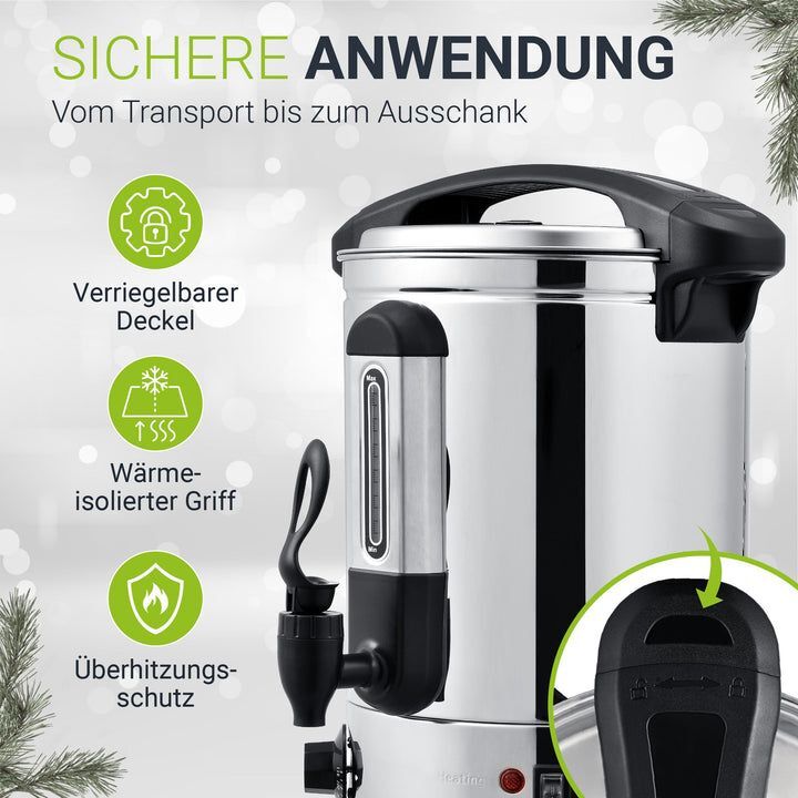 Glühweinkocher Teramo 7l 10l Glühweinautomat für Glühwein Tee Punsch silber - 4260565522140