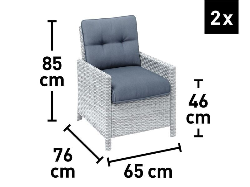 Loungegruppe Luciara 6-teilig Gartenmöbel Stahl Polyrattan Hellgrau-Anthrazit - 4007875112629