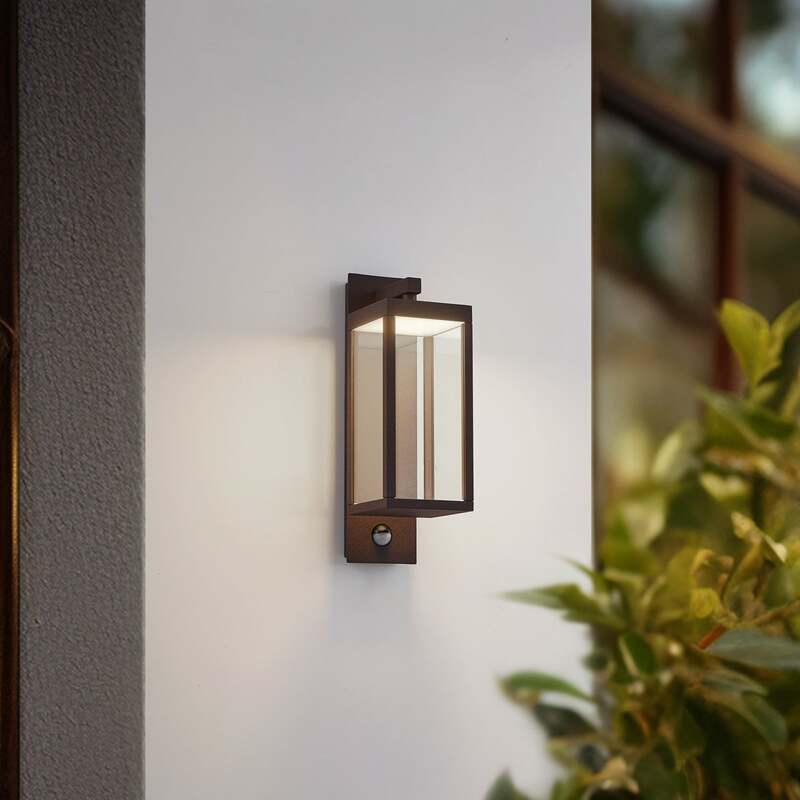 Lucande Wandleuchte Außenlampe Ferdinand LED Sensor Bewegungsmelder braun rostfa - 4251911798258