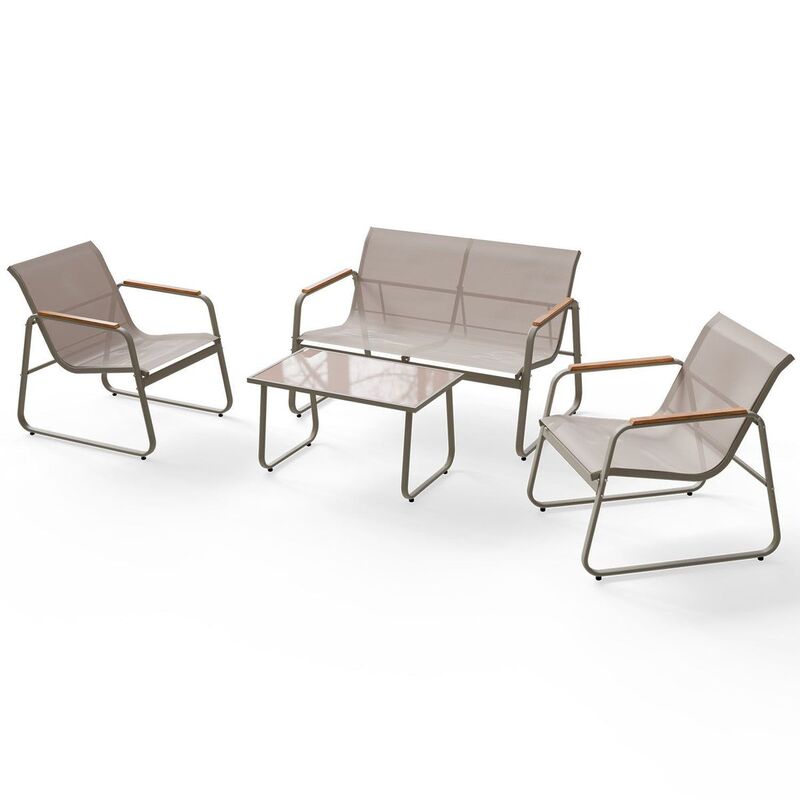 Gartenmöbelset Genua 4-teilig Sitzgruppe wetterfest Tisch Bank anthrazit sand - 4262437186788