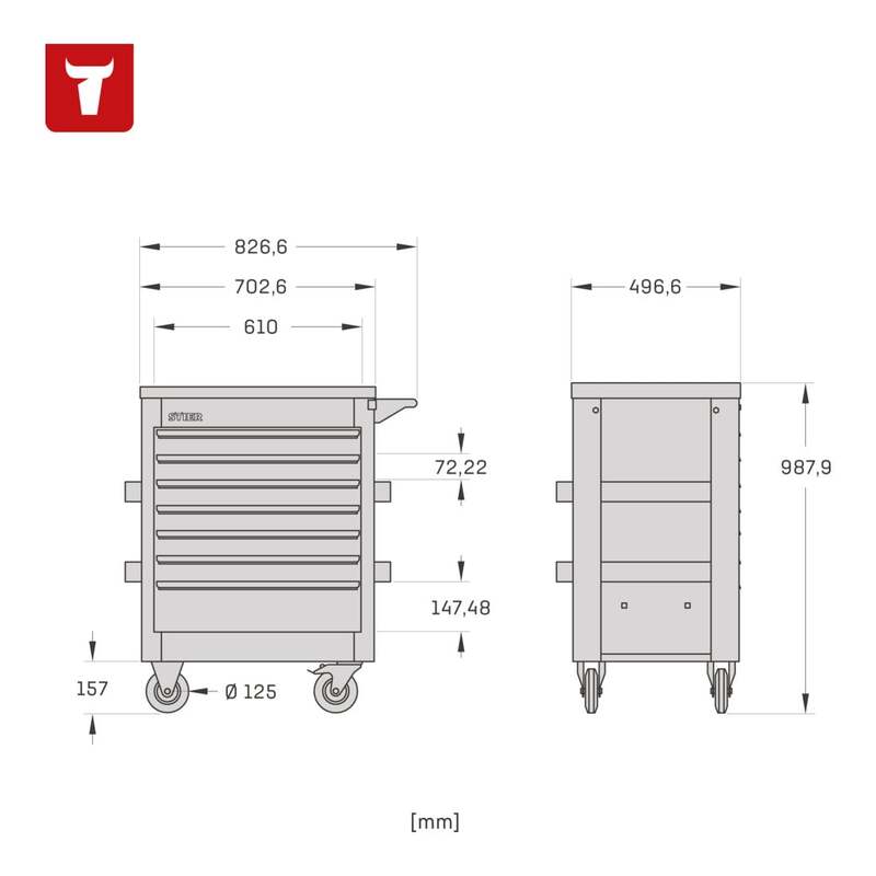 STIER Werkstattwagen Premium Werkzeugwagen schwarz 7 Schubladen 500kg Traglast - 4260439003591