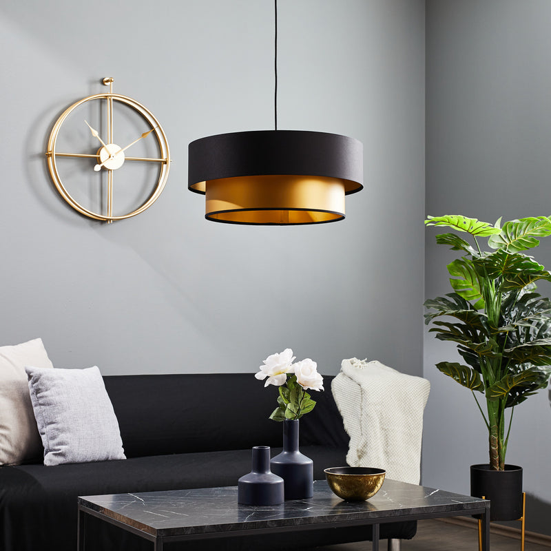 Hängelampe Dorina schwarz/gold LED Pendelleuchte dimmbar handgefertigt Ø50cm - 5902751349122