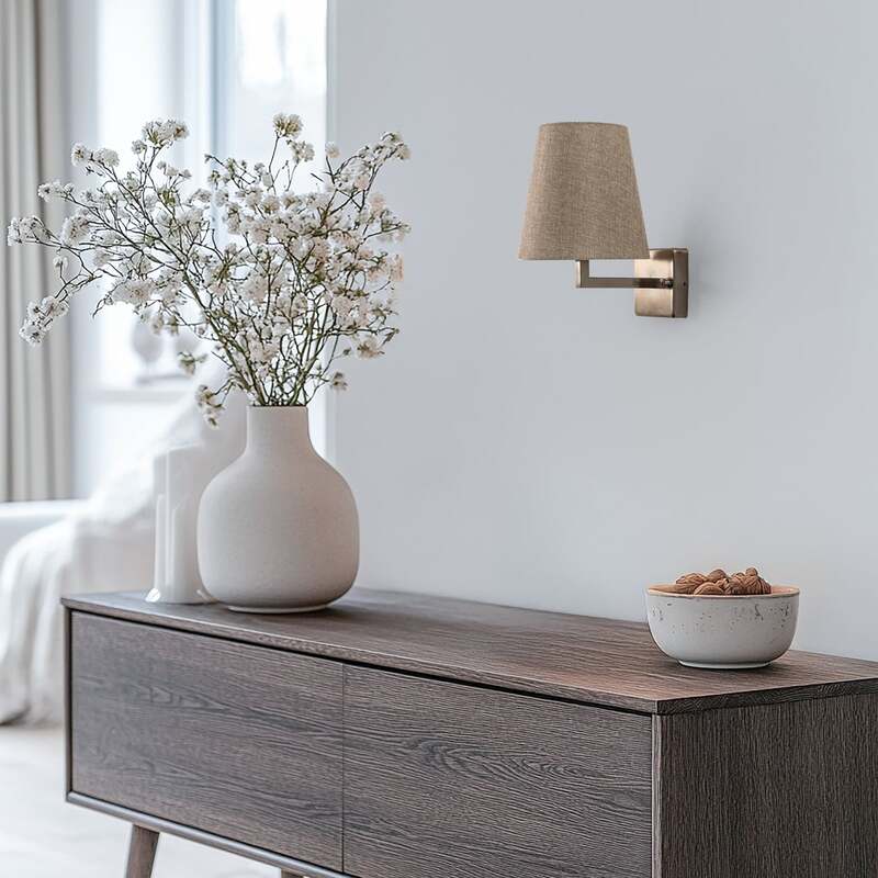 Wandleuchte Profil gold creme LED Wandlampe dimmbar Metall Textil Höhe 30cm - 8684283481408