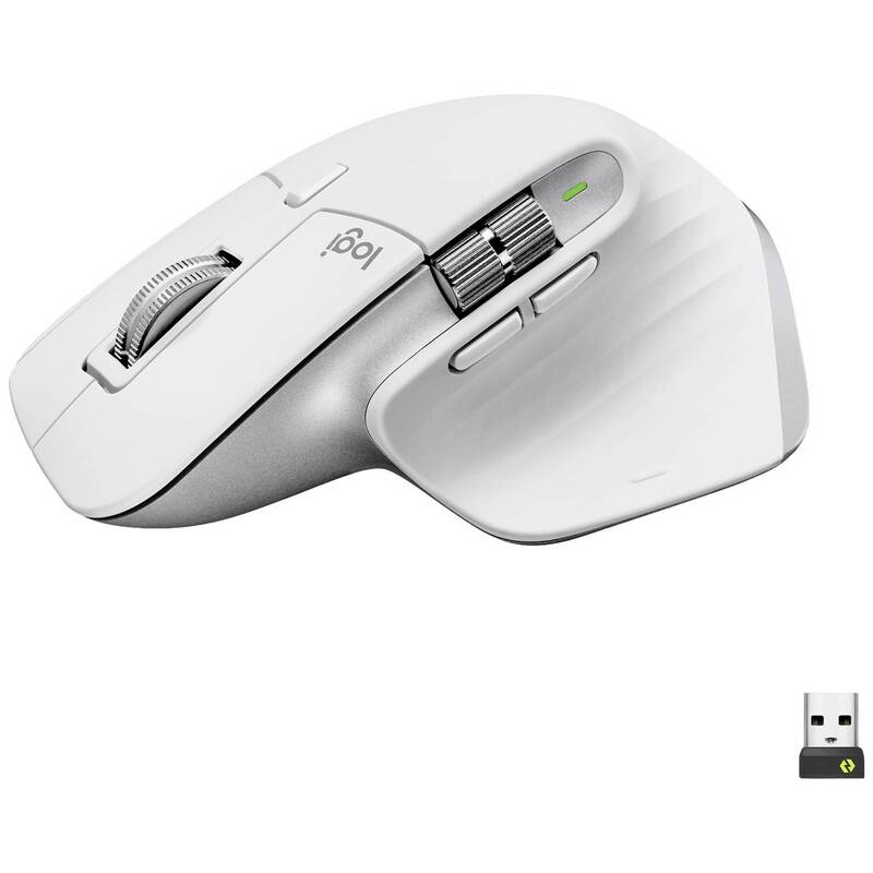 Logitech MX Master 3S Ergonomische Maus Bluetooth 8000 dpi Hellgrau 7 Tasten - 5099206103733