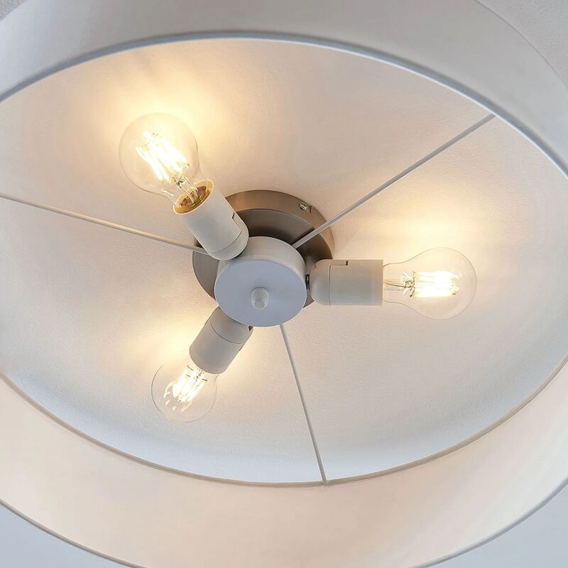 Lindby Gordana Fabric Ceiling Lamp in White, 57 Cm - 4251096558814
